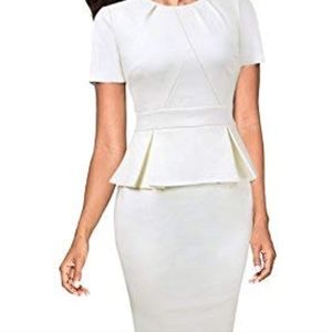 *BNWOT* classic white peplum dress